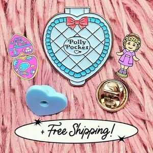 Polly Pocket Light Blue Heart Shape Play Case Collectible Enamel Pin